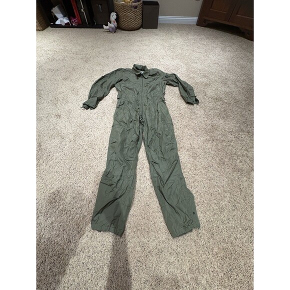 Olive Military Flight Suit Coveralls Medium-Long Measurements Photos Drop Seat - Picture 1 of 10